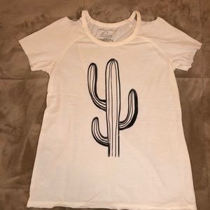 White Cactus Print Short Sleeved Shirt Never Worn